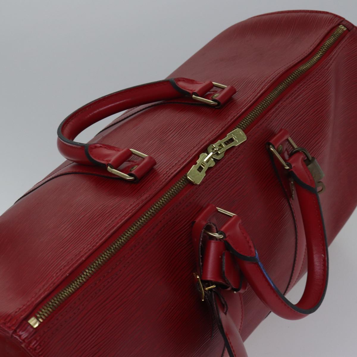 Louis Vuitton Keepall 45, Red, Leather, travel