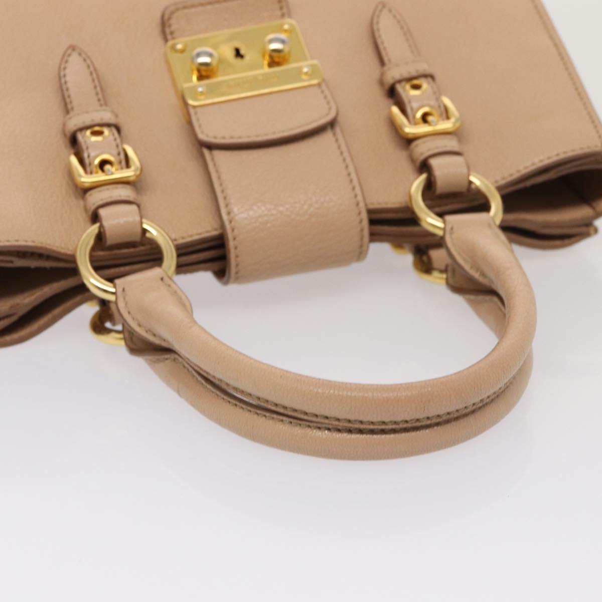 Miu Miu Madras, Beige, Leather, handbag