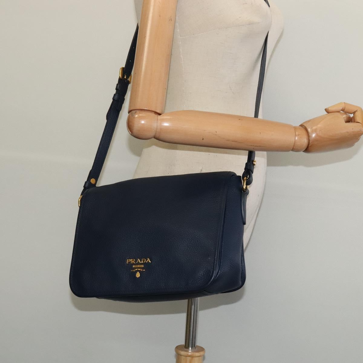 Prada Vitello, Navy, Leather, shoulder