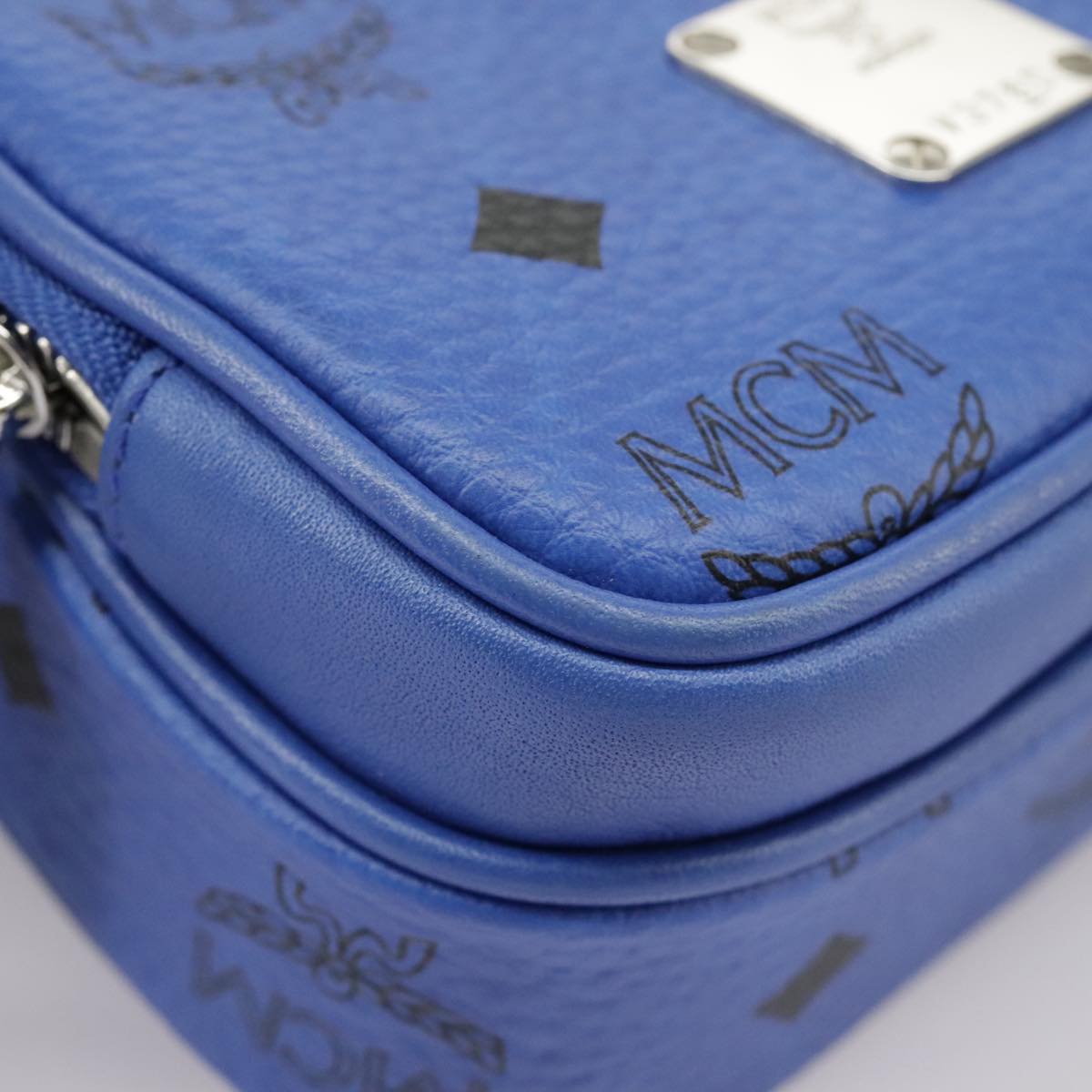 MCM Visetos, Blue, Canvas, shoulder