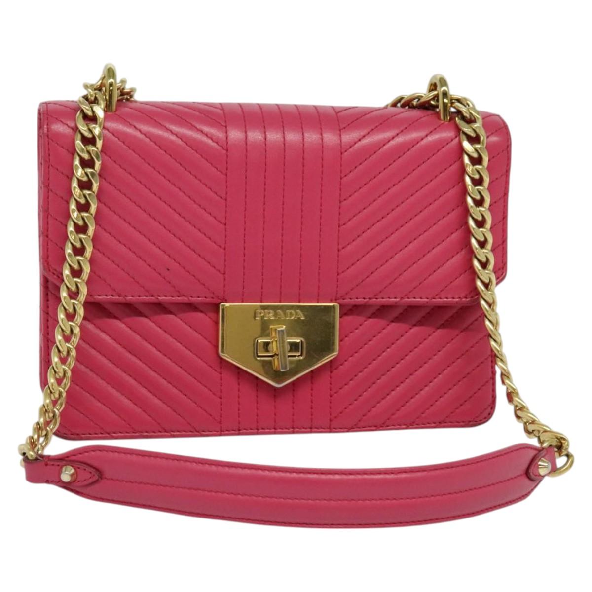 Prada Turnlock, Pink, Leather, shoulder