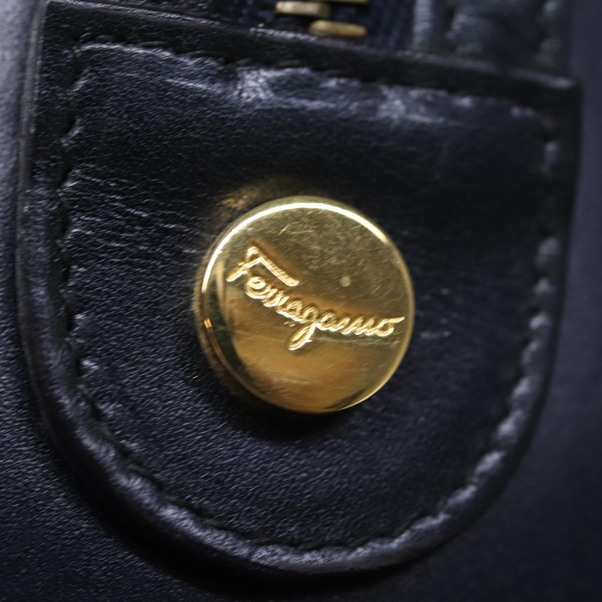 Salvatore Ferragamo Gancini, Navy, Leather, handbag