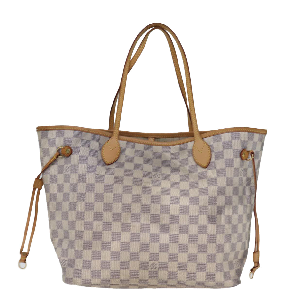 Louis Vuitton Neverfull MM, White, Canvas, tote