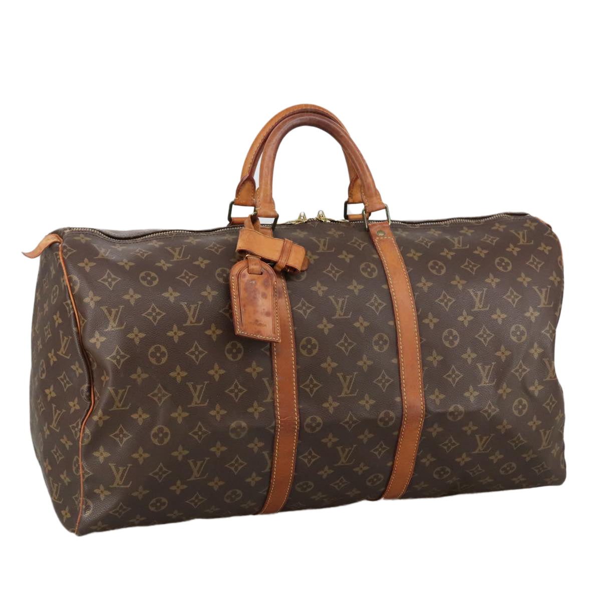 Louis Vuitton Keepall 55, Brown, Canvas, travel