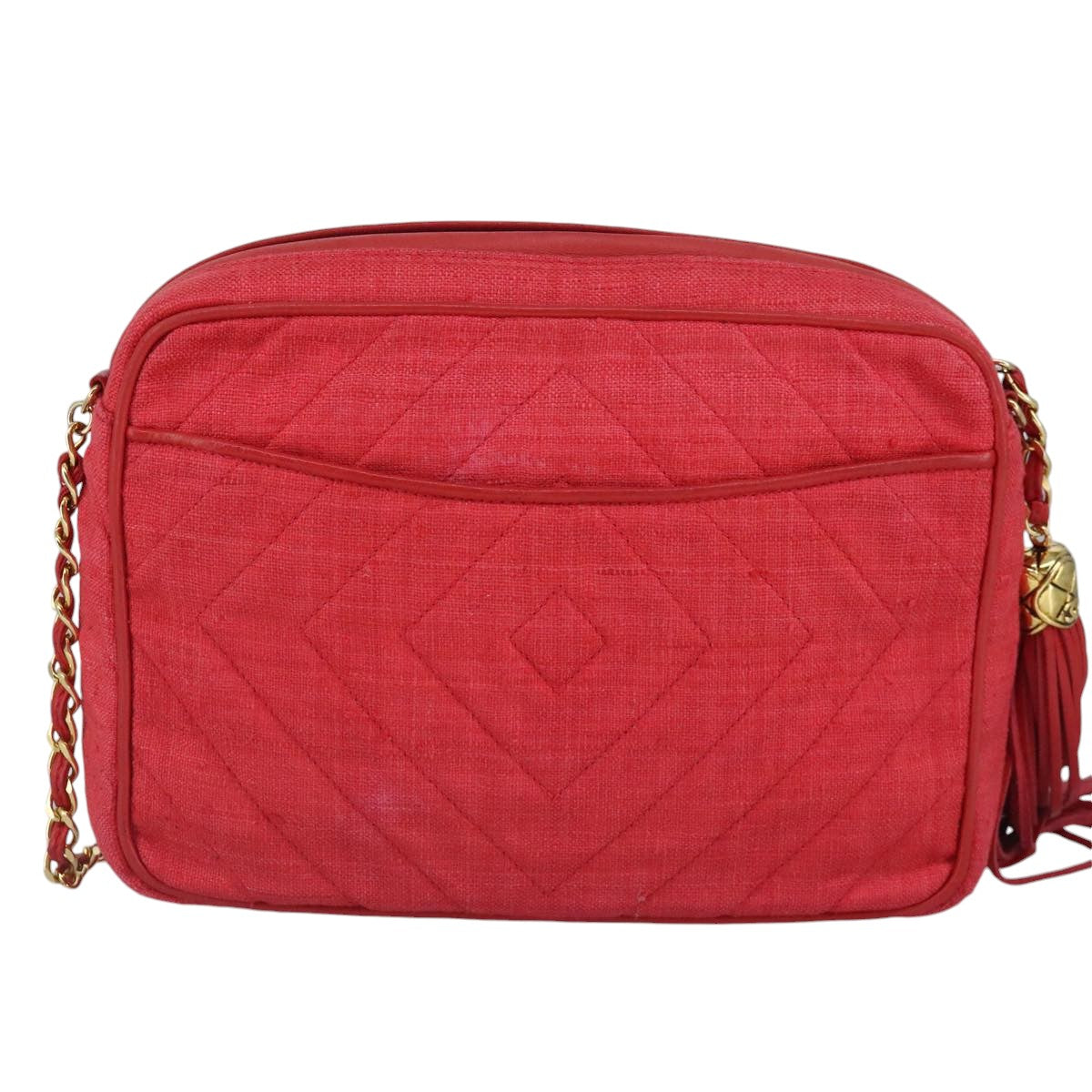 Chanel Camera, Red, Canvas, shoulder