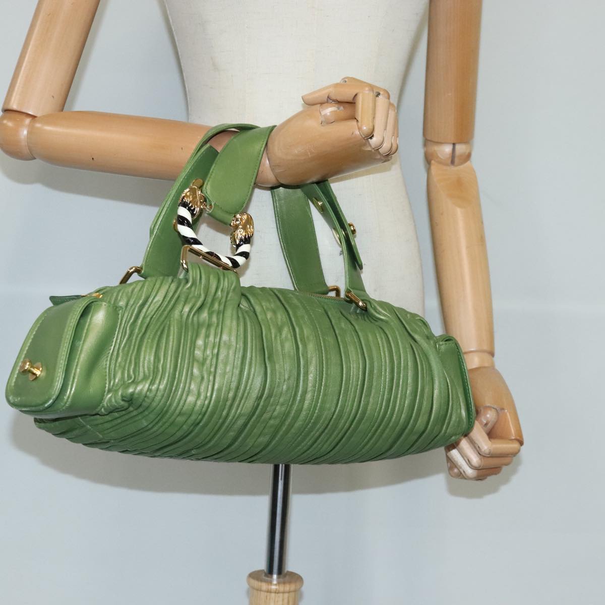 Bulgari, Green, Leather, handbag