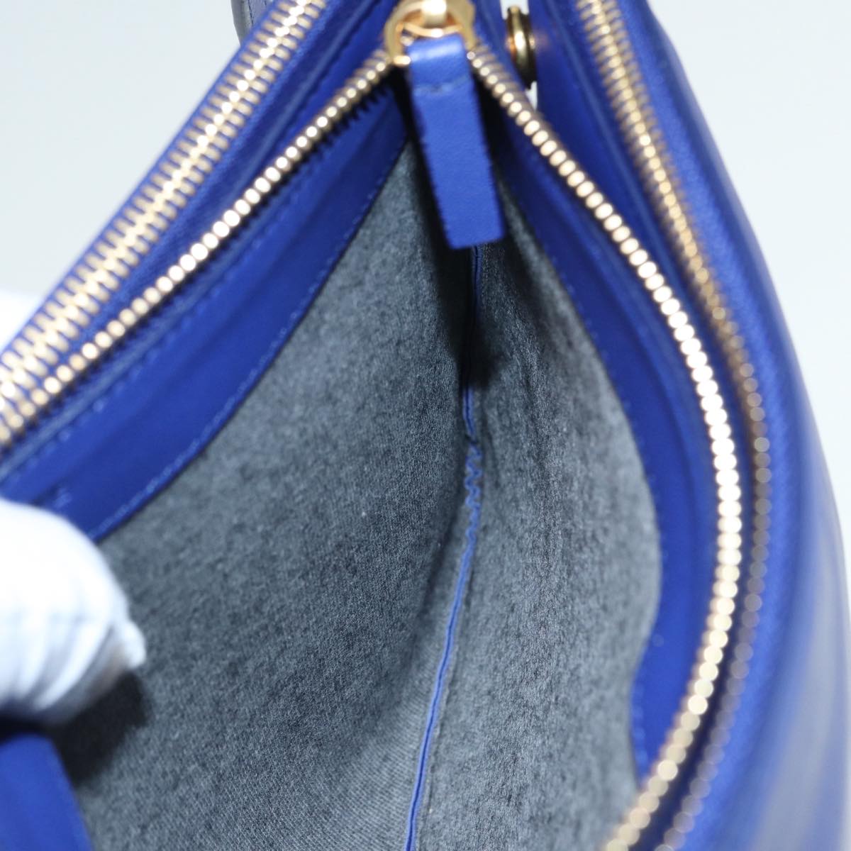 Céline Trio, Blue, Leather, shoulder