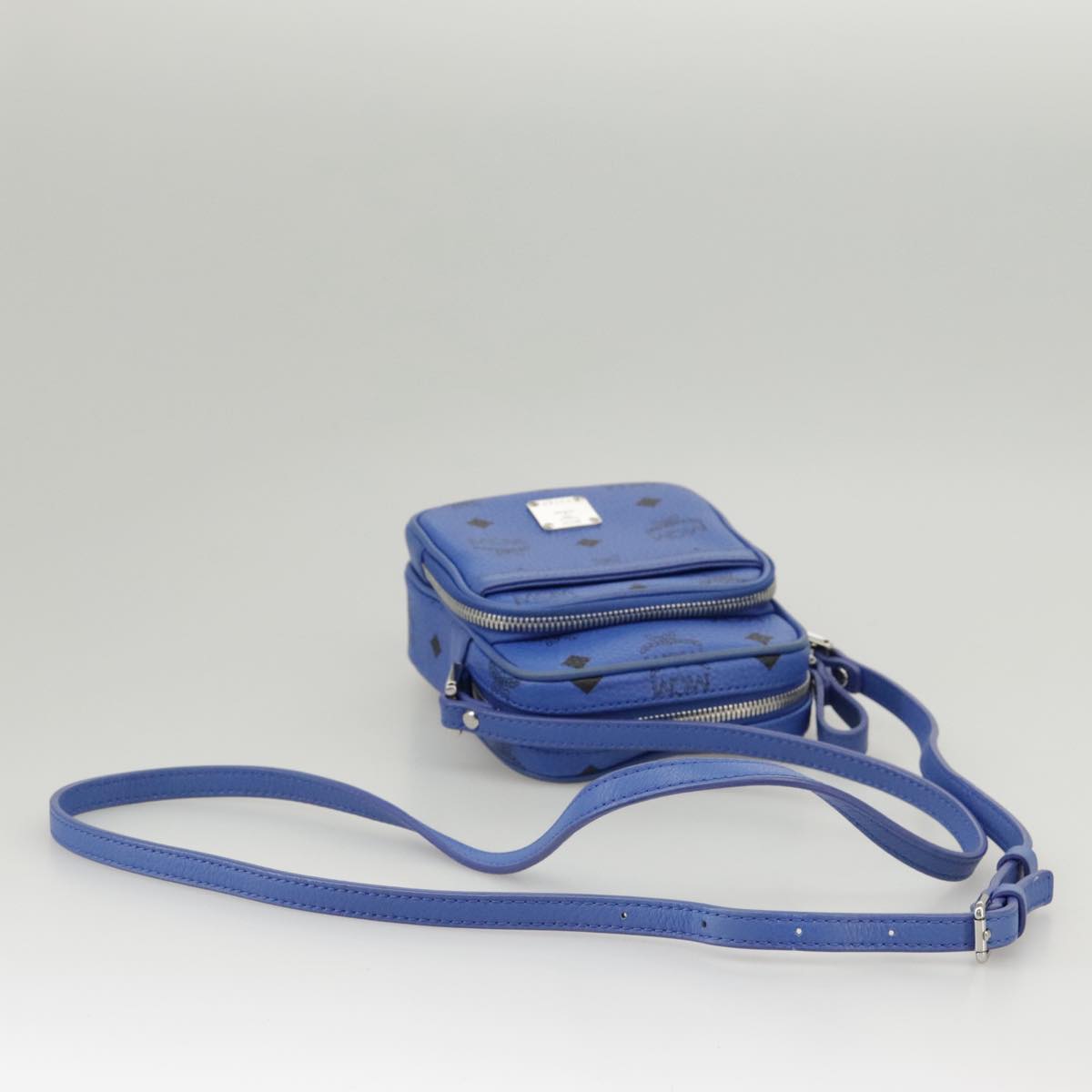 MCM Visetos, Blue, Canvas, shoulder