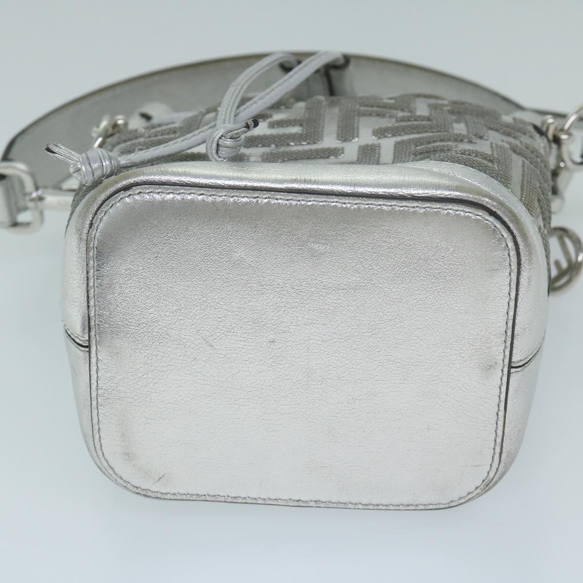 Fendi Zucca, Silver, Leather, shoulder