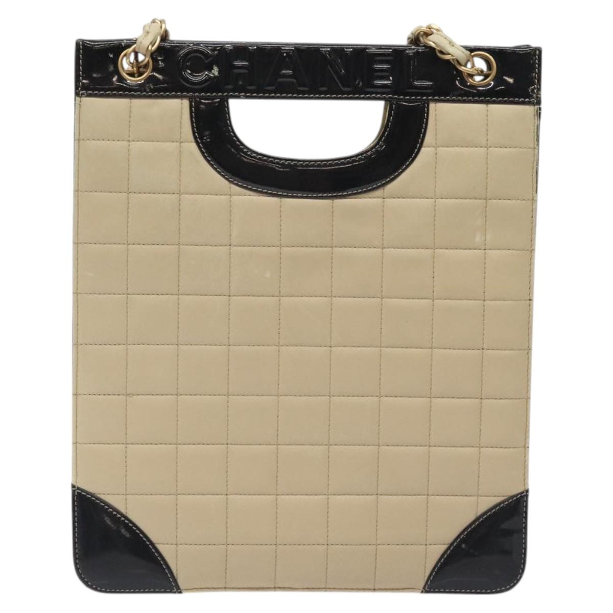 Chanel Chocolate bar, White, Leather, tote