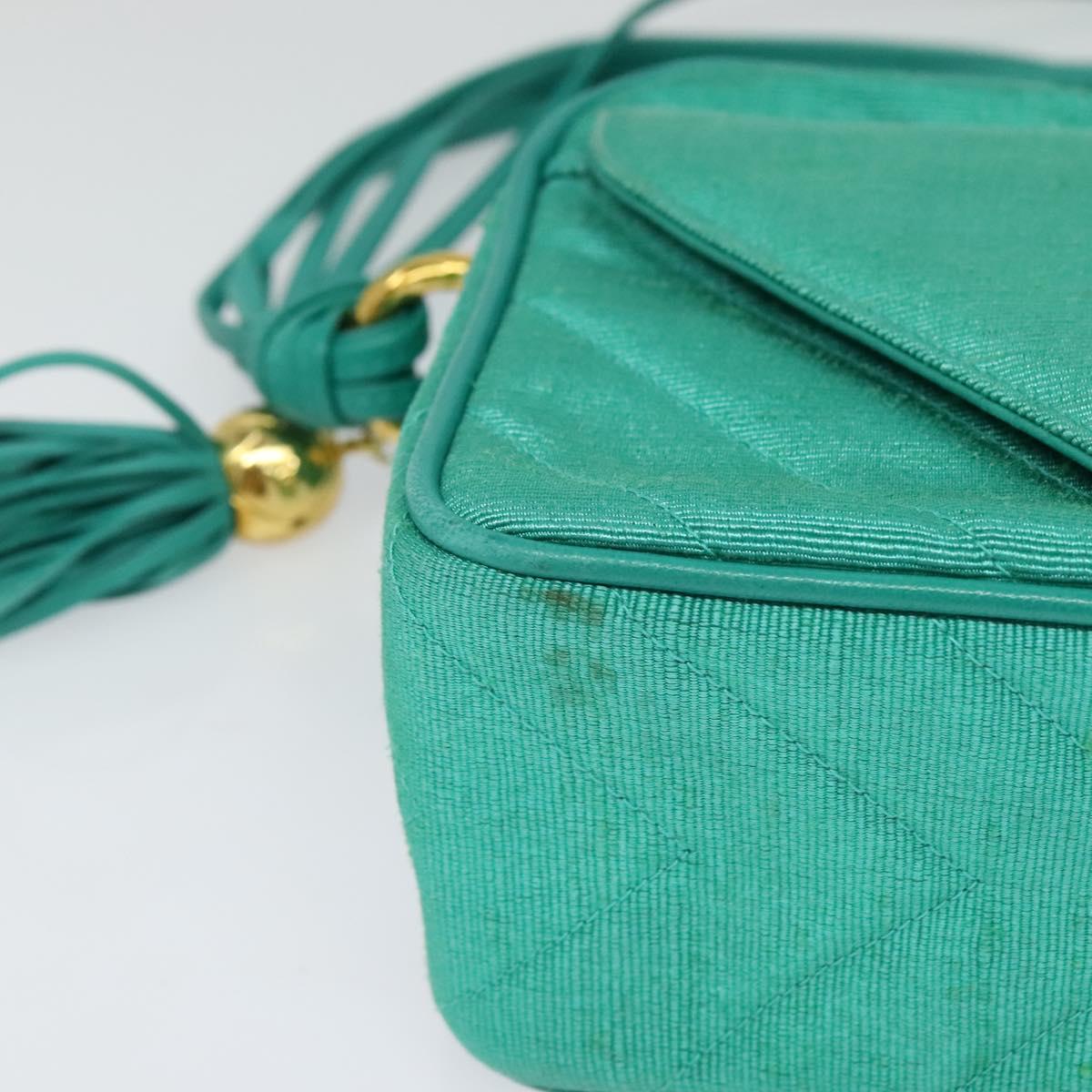 Chanel Camera, Green, Canvas, shoulder