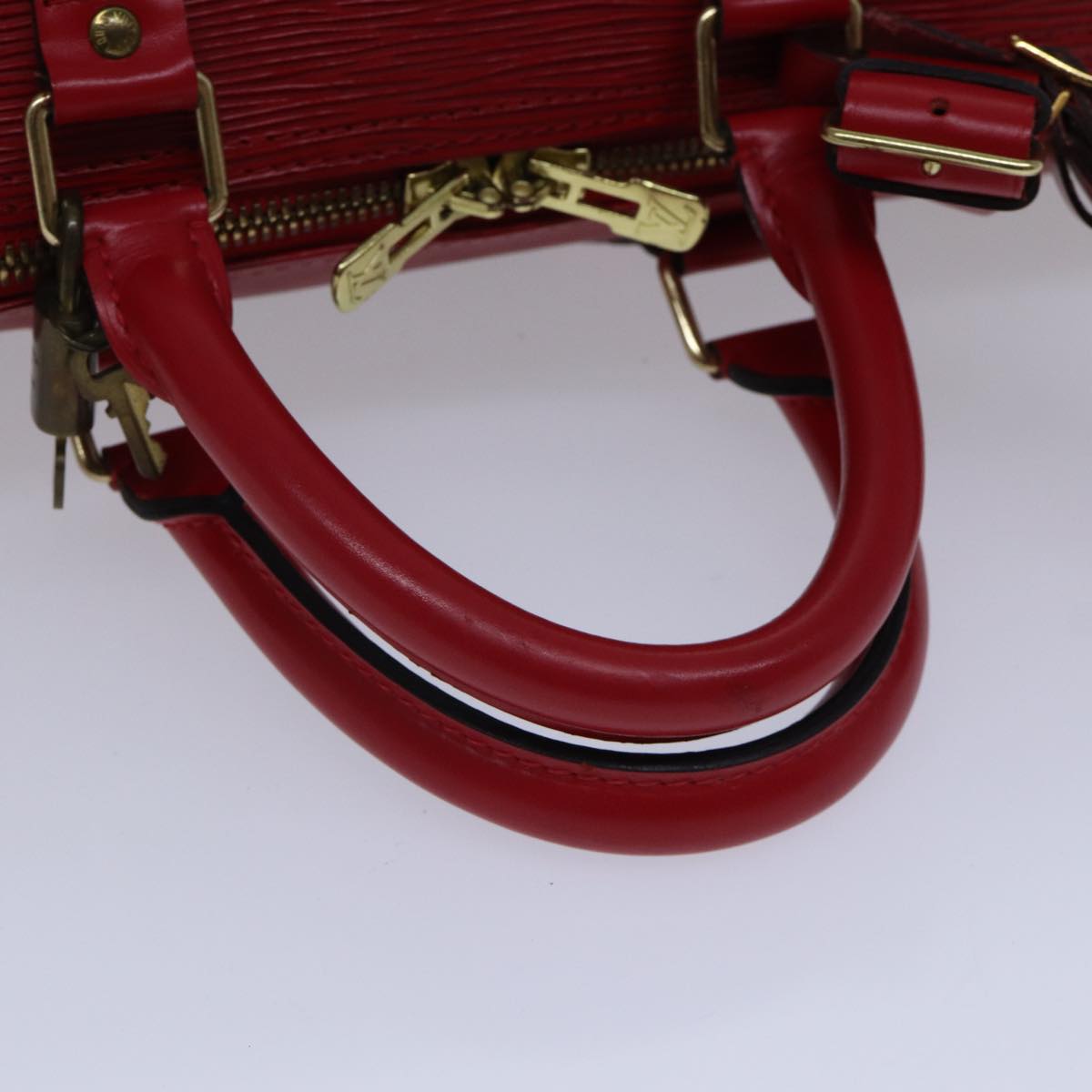 Louis Vuitton Keepall 45, Red, Leather, travel