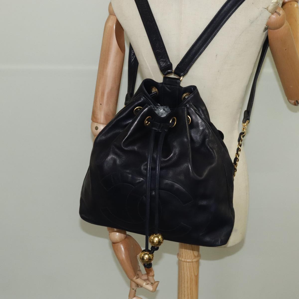 Chanel Cc, Navy, Leather, backpack