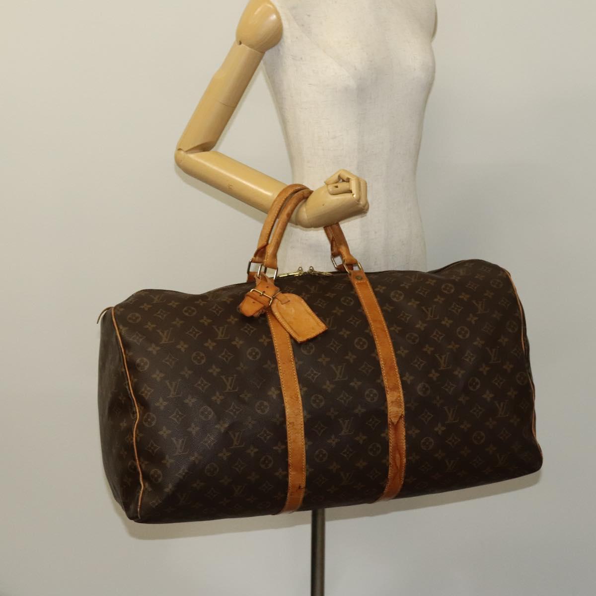 Louis Vuitton Keepall 60, Brown, Canvas, travel