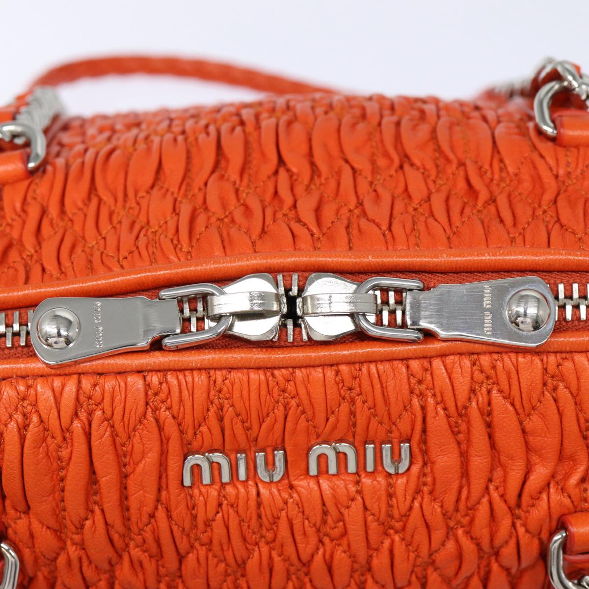 Miu Miu Matelassé, Orange, Leather, shoulder