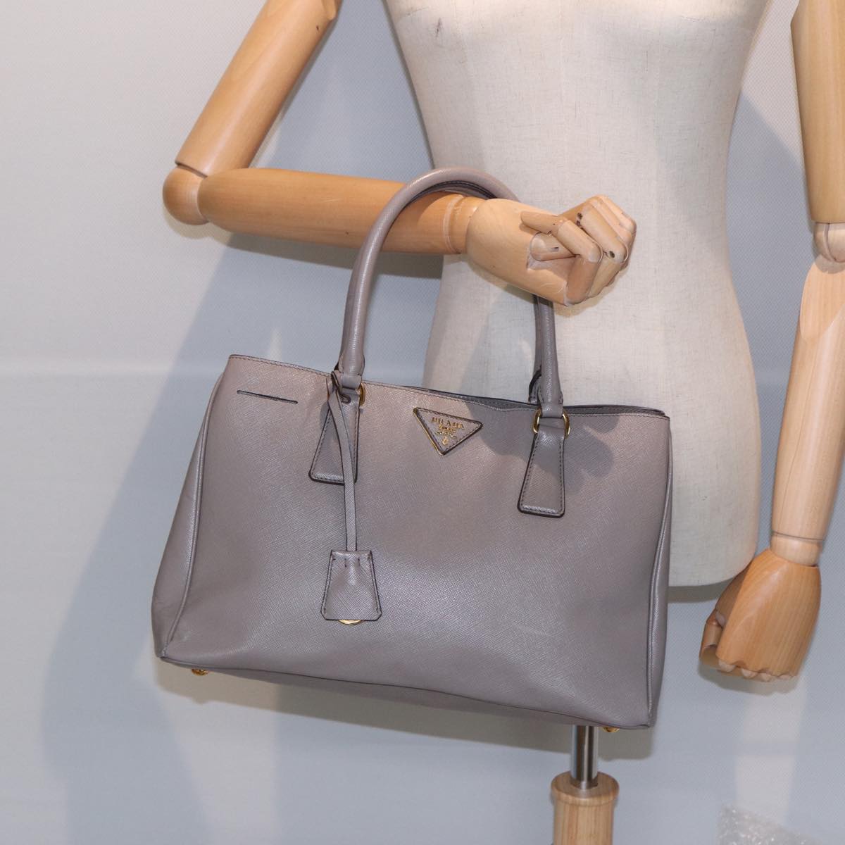 Prada Galleria, Grey, Leather, handbag