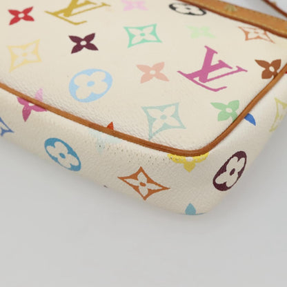 Louis Vuitton Pochette Accessoire, White, Canvas, clutch