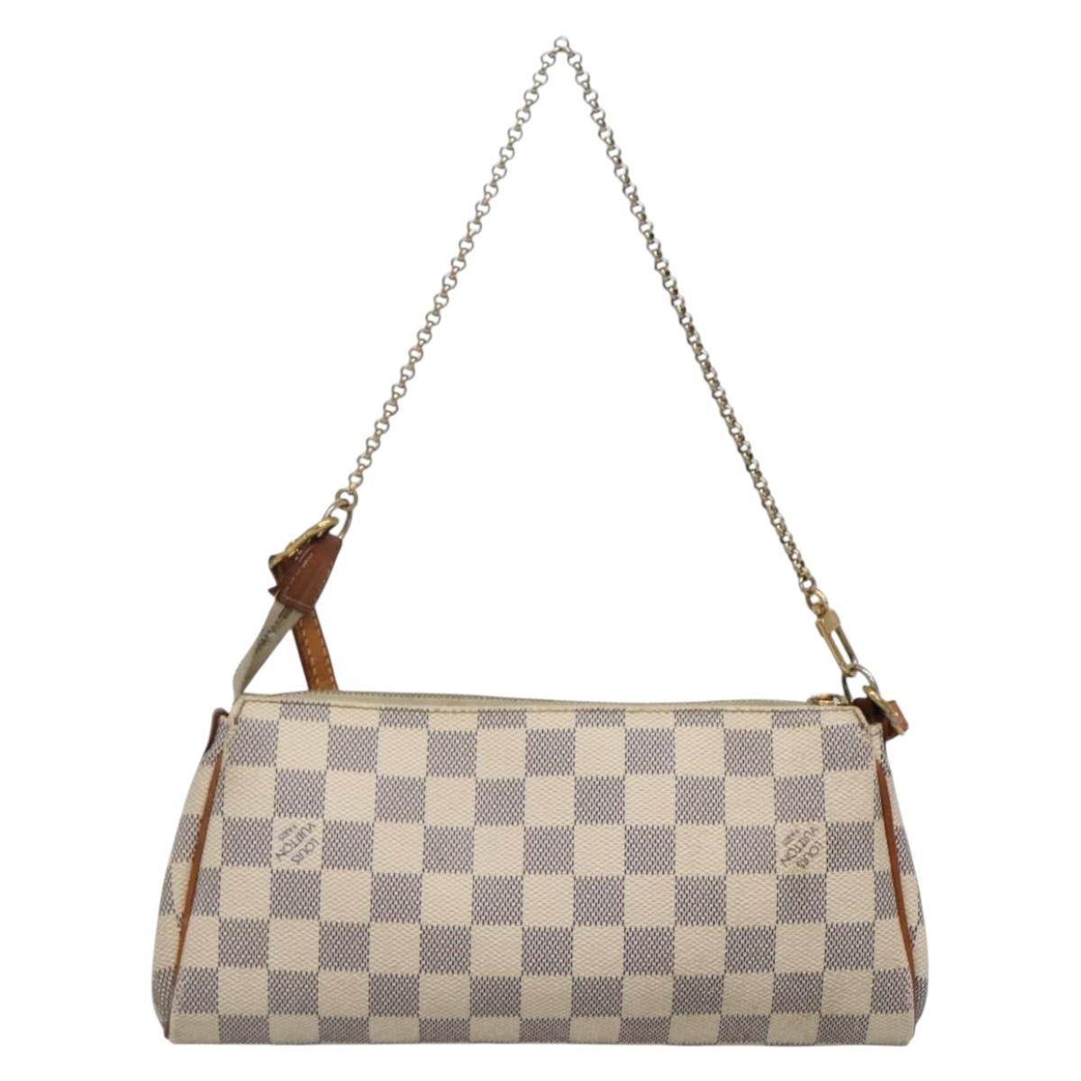 Louis Vuitton Eva, White, Canvas, shoulder