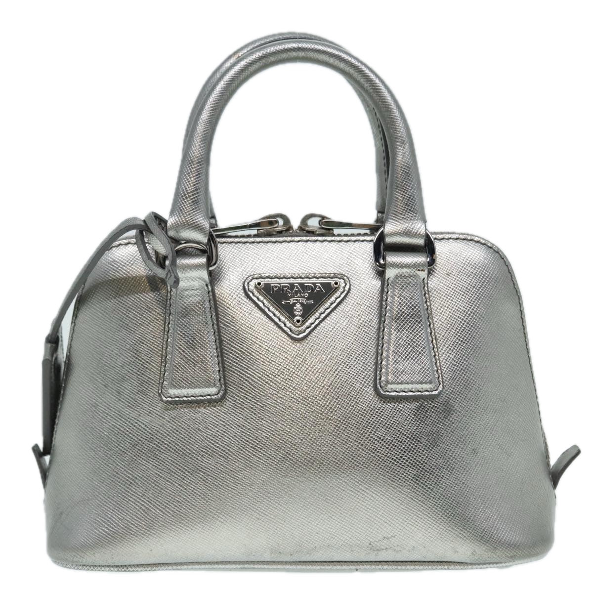 Prada Promenade, Silver, Leather, handbag