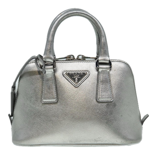 Prada Promenade, Silver, Leather, handbag