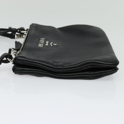 Prada Double, Black, Leather, shoulder