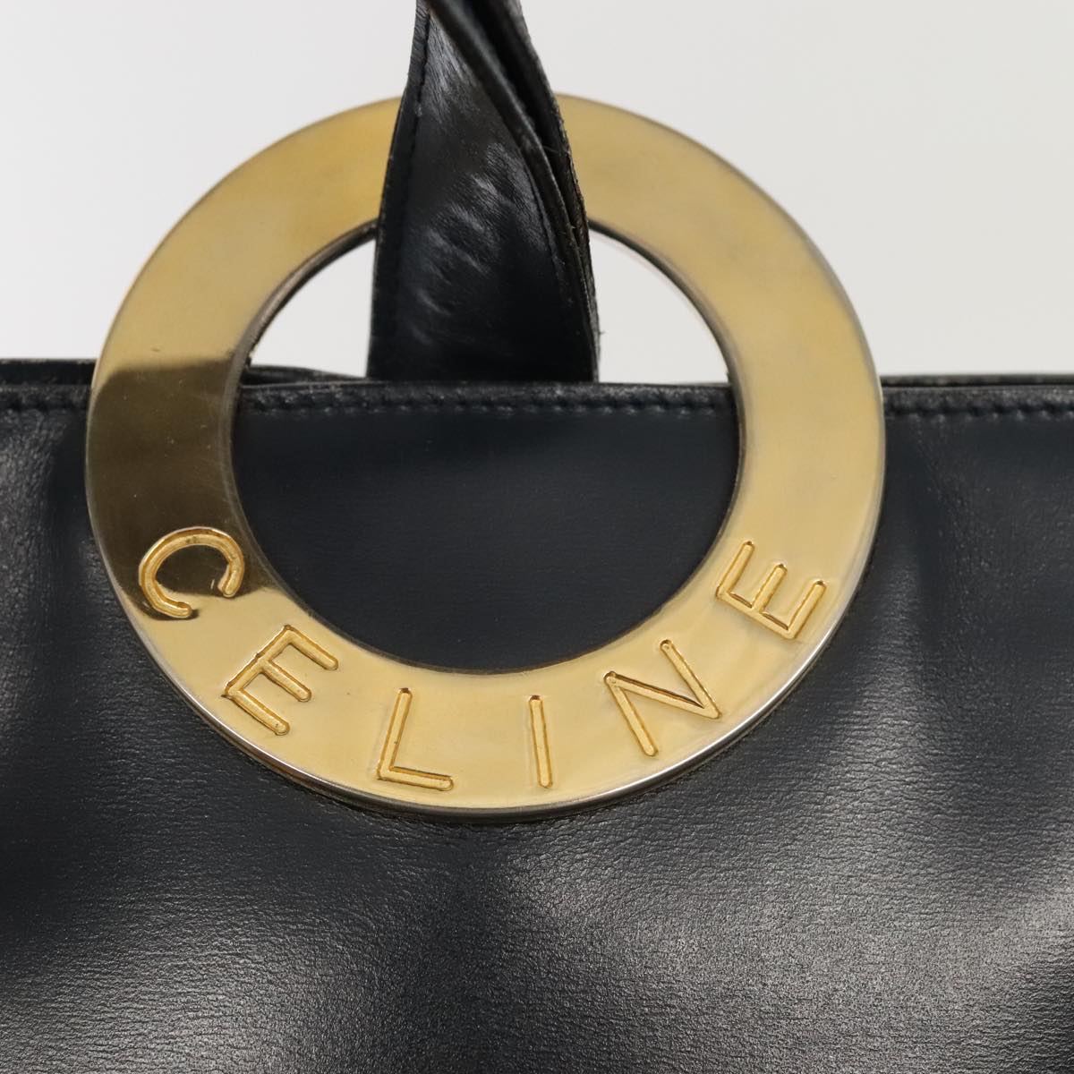 Céline Seau, Navy, Leather, shoulder