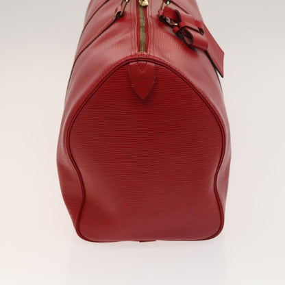 Louis Vuitton Keepall 45, Red, Leather, travel