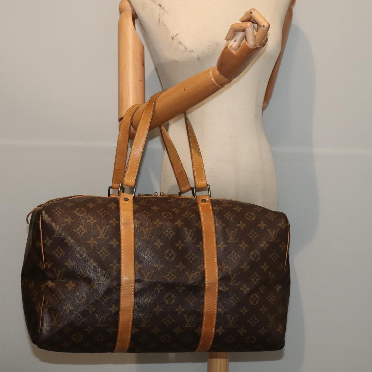 Louis Vuitton Sac Souple, Brown, Canvas, travel