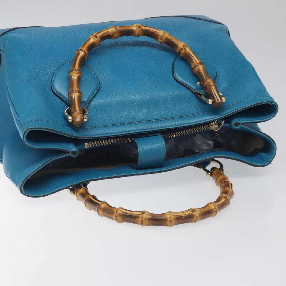 Gucci Bamboo, Blue, Leather, handbag