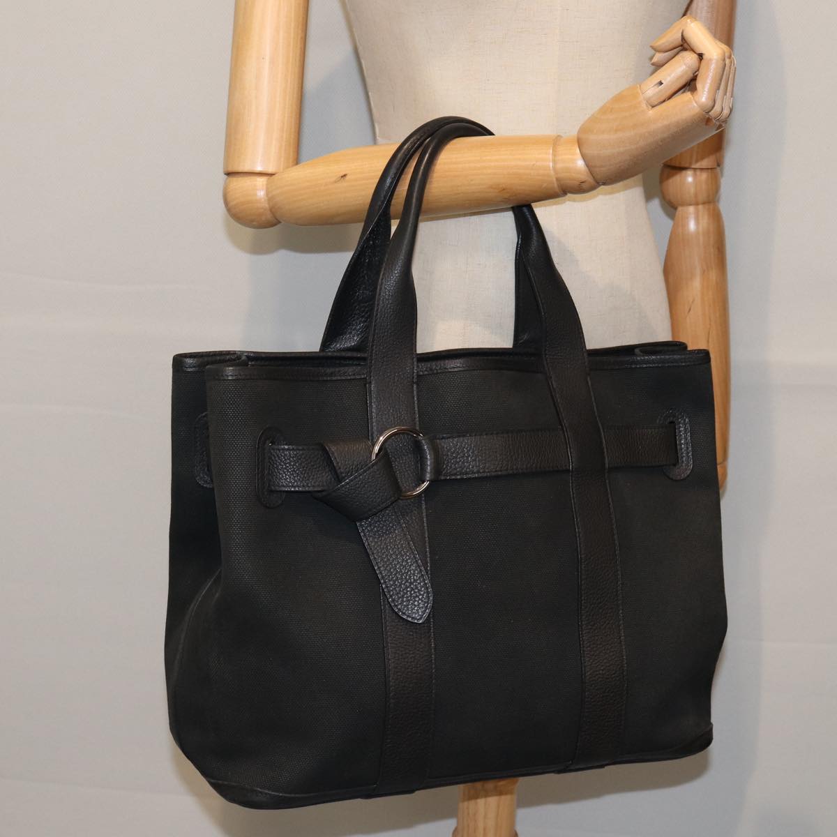 Hermès Ceinture, Black, Canvas, tote