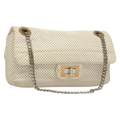 "Chanel 2,55", White, Leather, shoulder