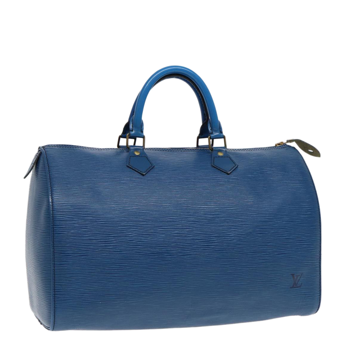 Louis Vuitton Speedy 35, Blue, Leather, handbag