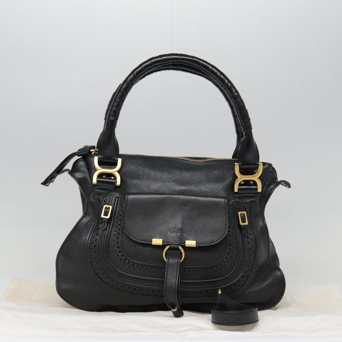 Chloé Marcie, Black, Leather, handbag