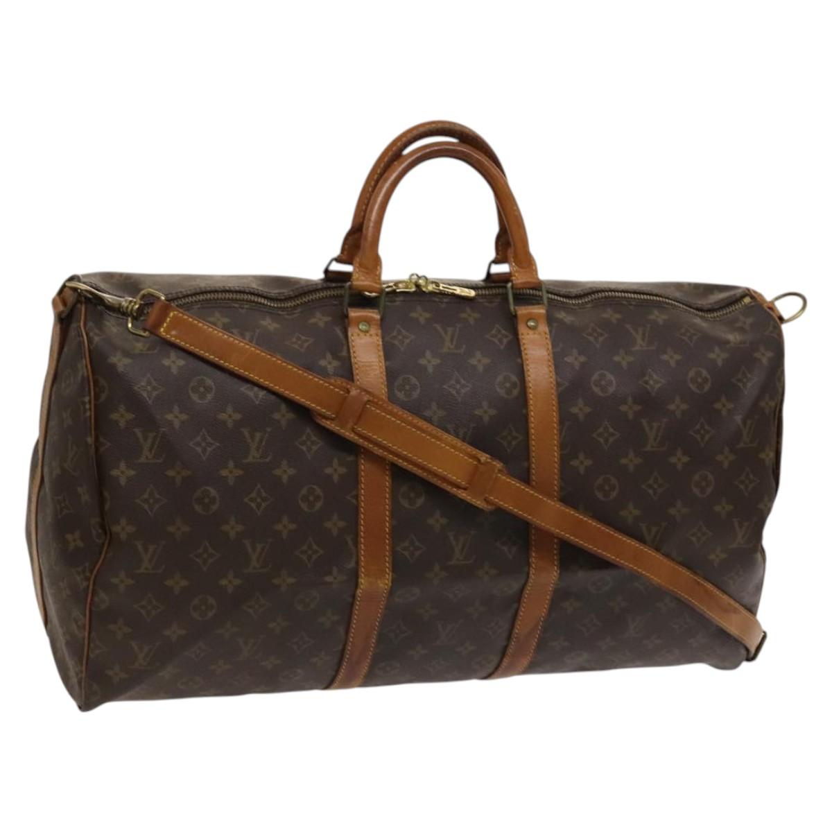 Louis Vuitton Keepall Bandoulière 55, Brown, Canvas, travel