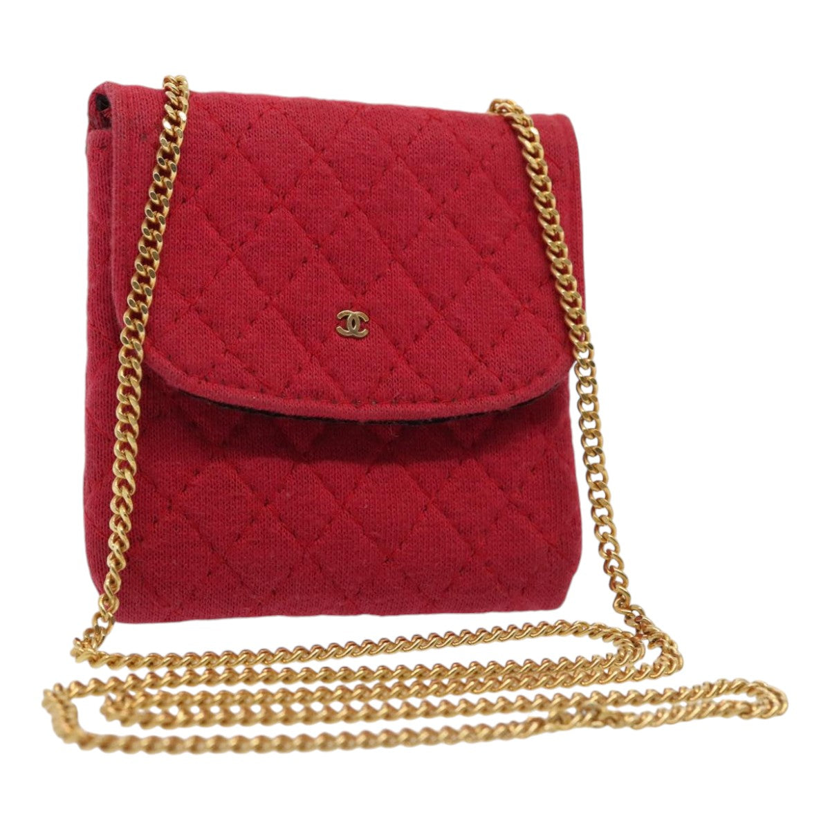 Chanel Matelassé, Red, Cotton, clutch