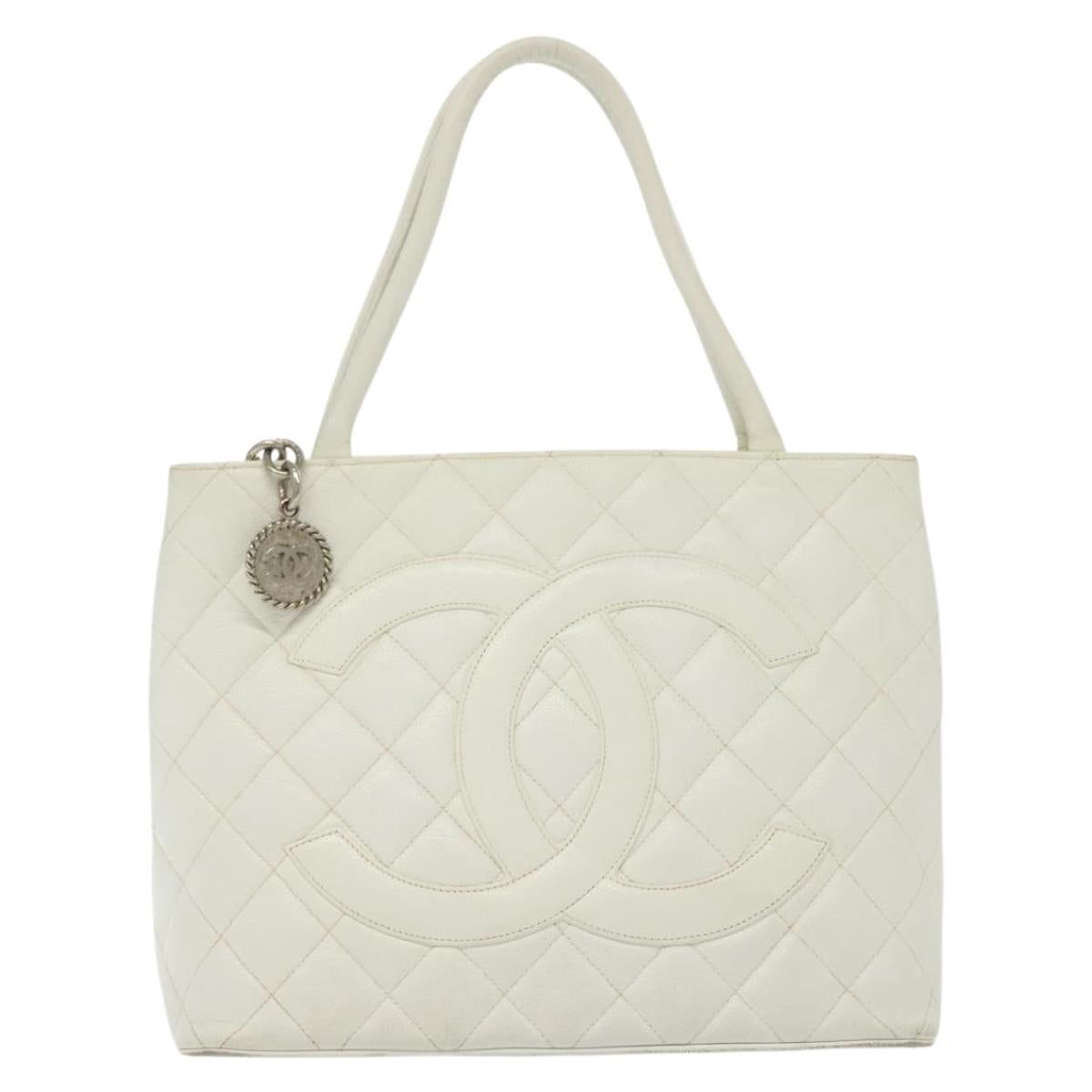 Chanel Medaillon, White, Leather, tote