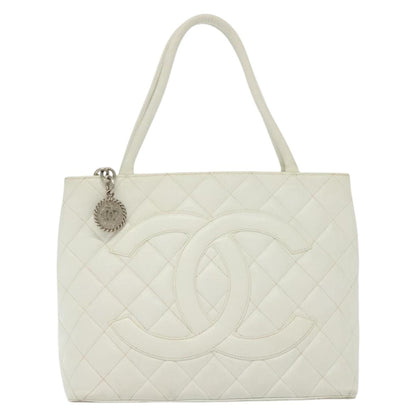 Chanel Medaillon, White, Leather, tote