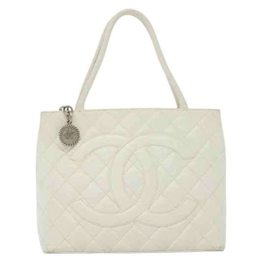 Chanel Medaillon, White, Leather, tote