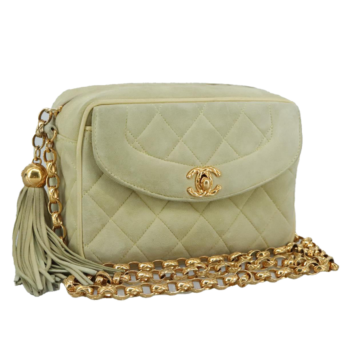 Chanel Diana, Green, Cotton, shoulder