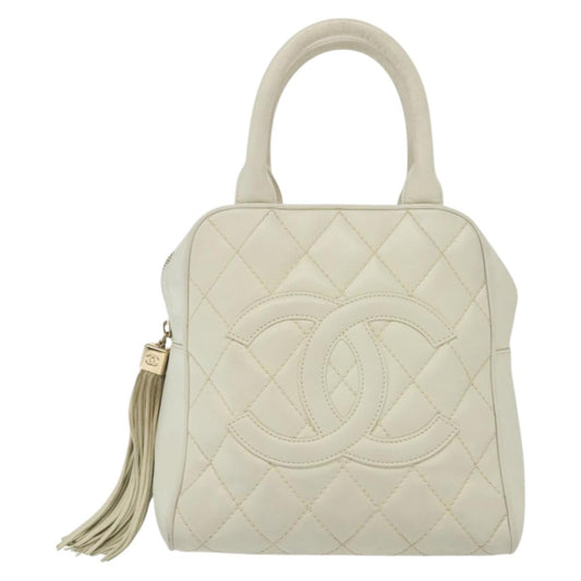 Chanel Coco Mark, White, Leather, handbag