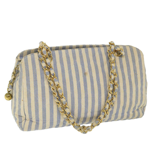 Chanel Jumbo, Blue, Canvas, shoulder