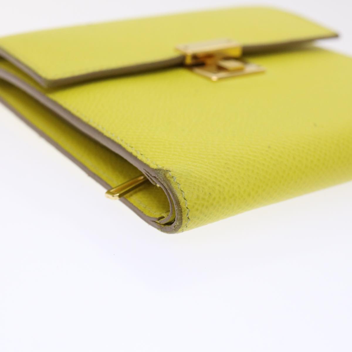 Hermès Clic 12, Yellow, Leather, wallet