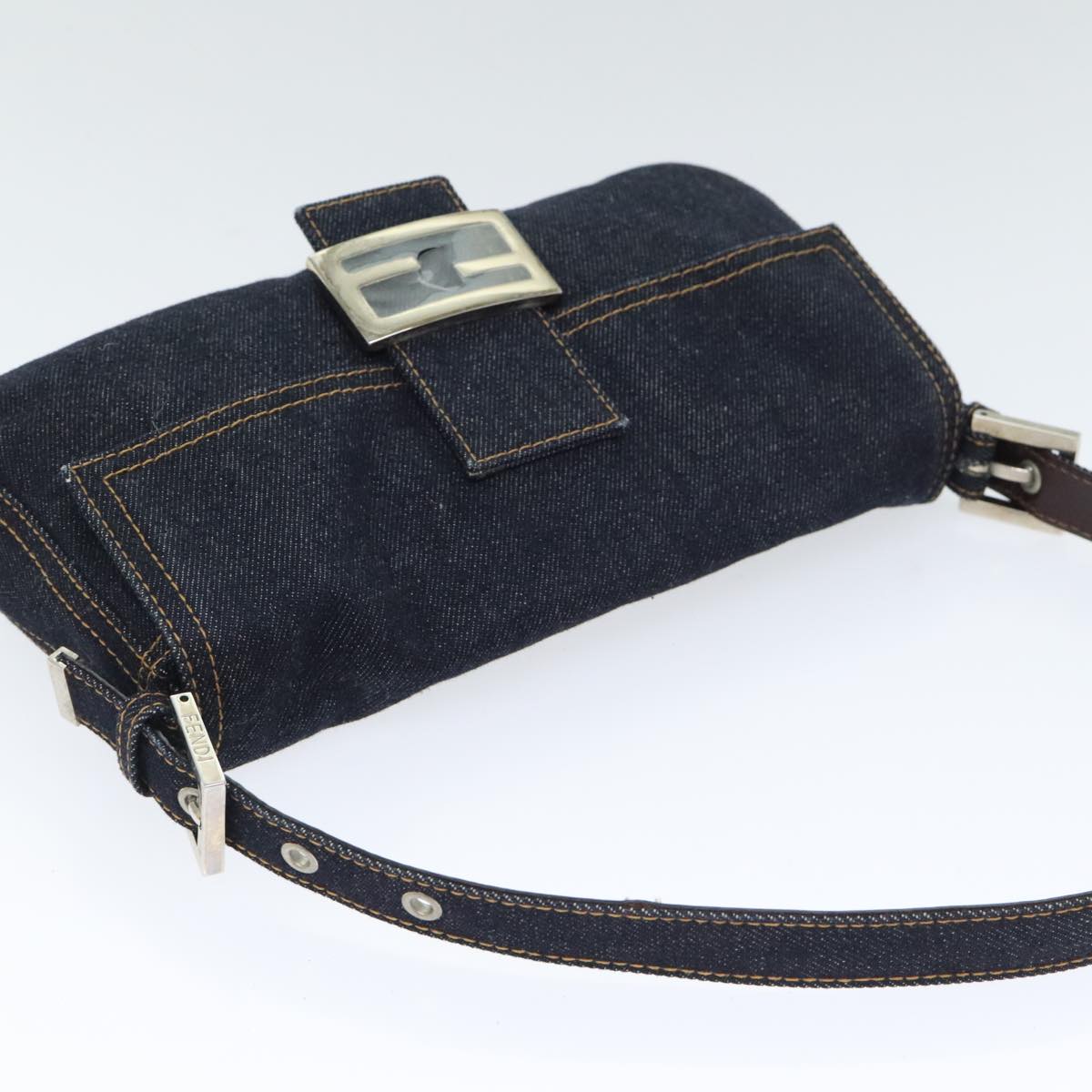 Fendi Mamma Baguette, Navy, Denim - Jeans, shoulder