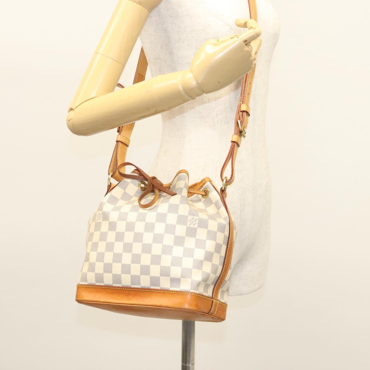 Louis Vuitton Noé BB, White, Canvas, shoulder