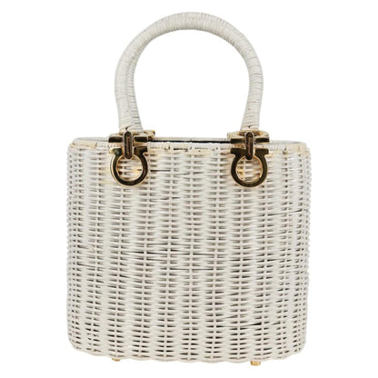 Salvatore Ferragamo Gancini, White, Leather, handbag