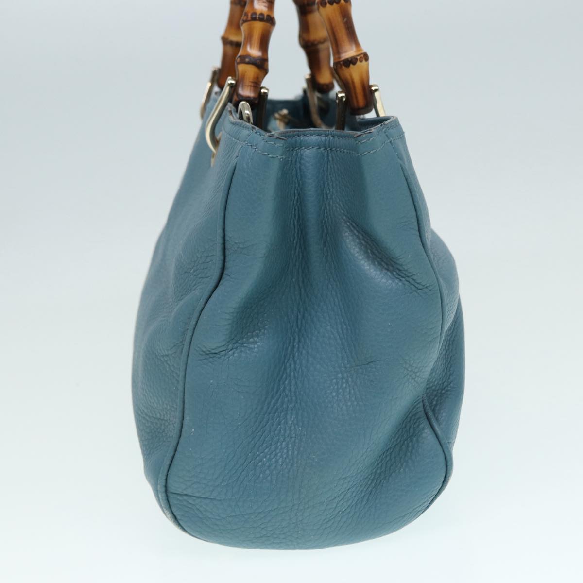 Gucci Bamboo, Blue, Leather, handbag