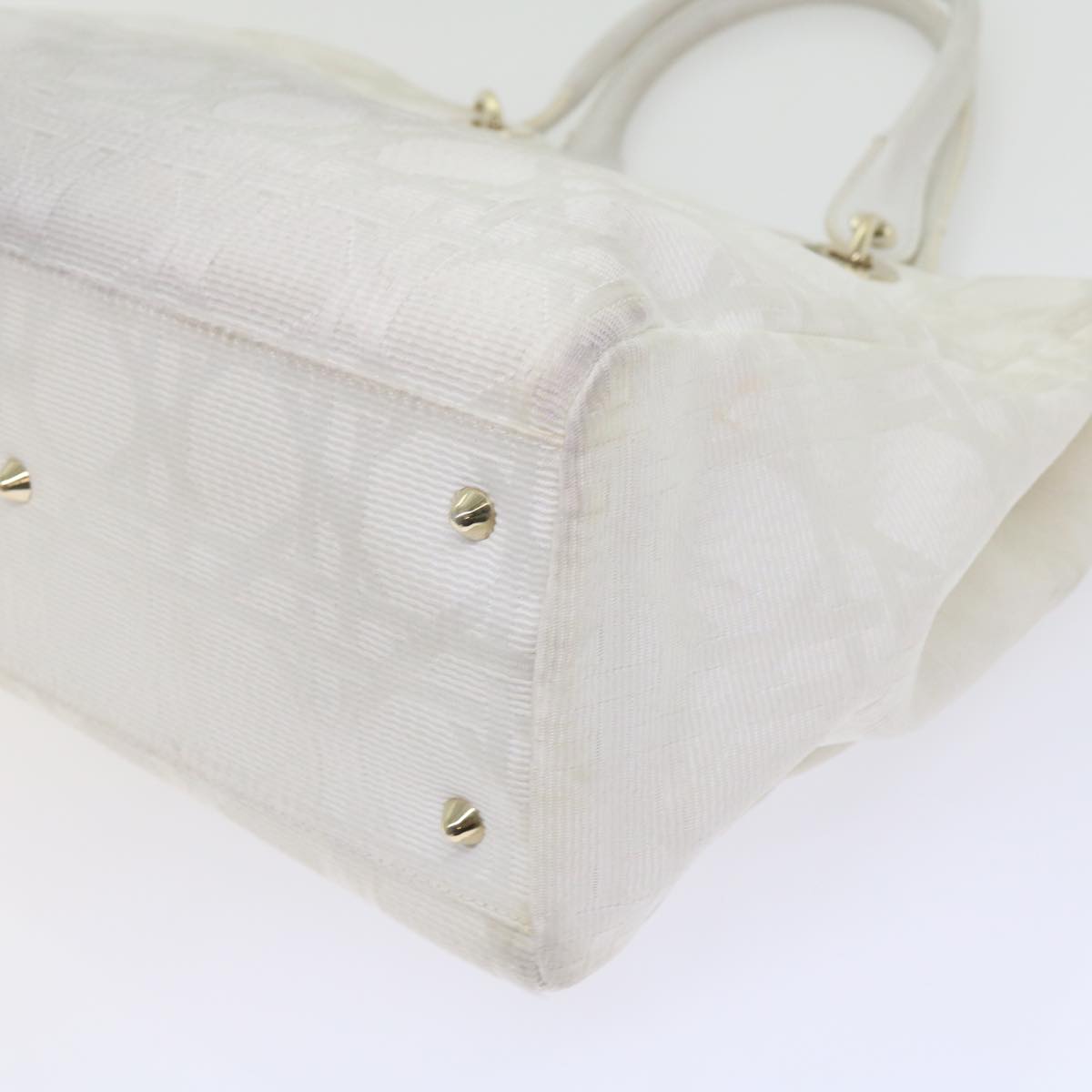 Dior Lady Dior, White, Canvas, handbag