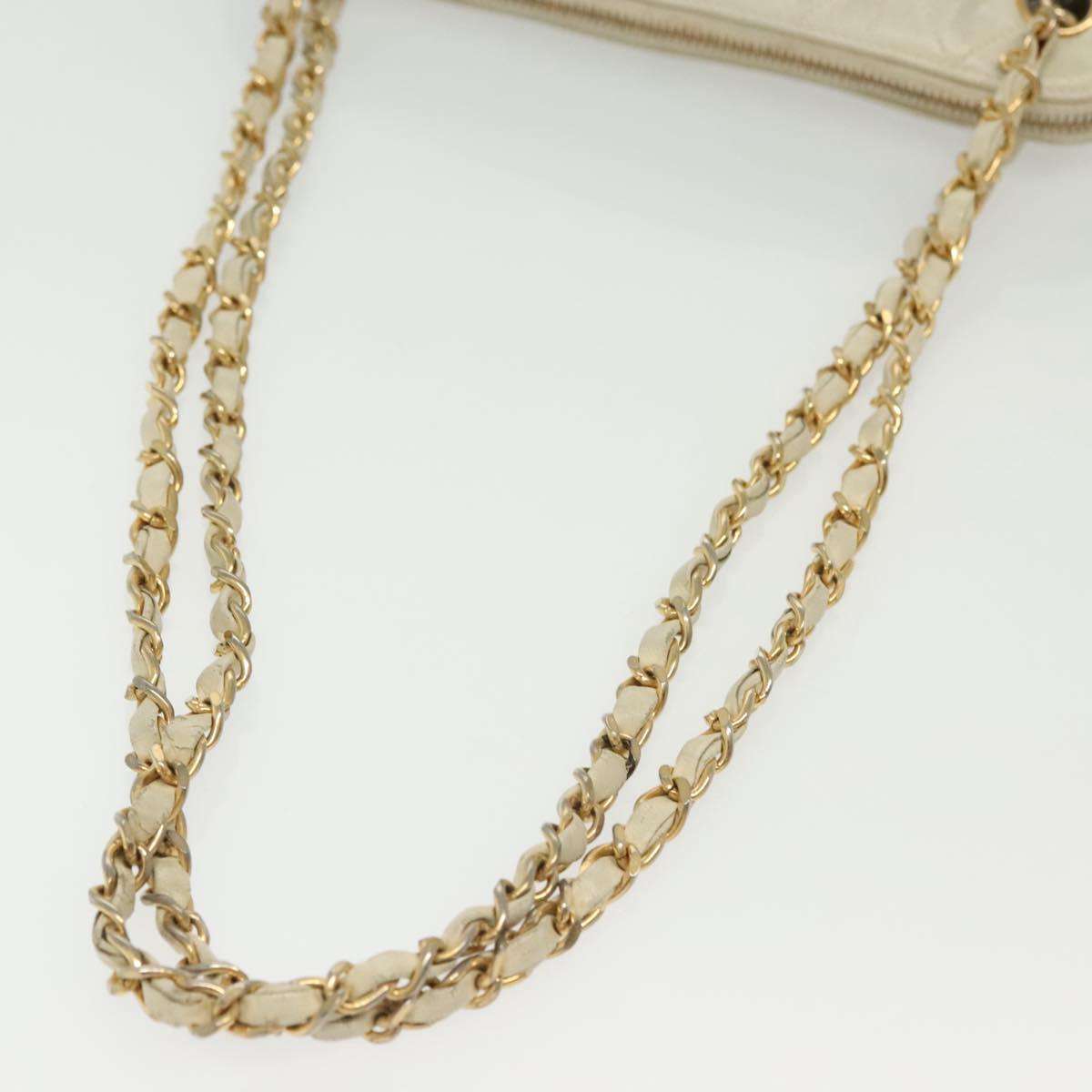 Chanel Matelassé, "WHITE,GOLD", Leather, shoulder