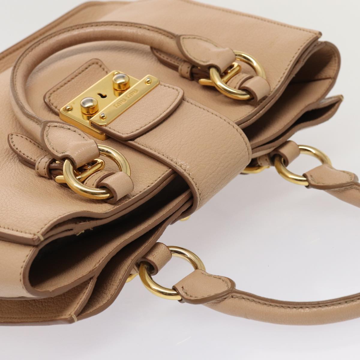 Miu Miu Madras, Beige, Leather, handbag