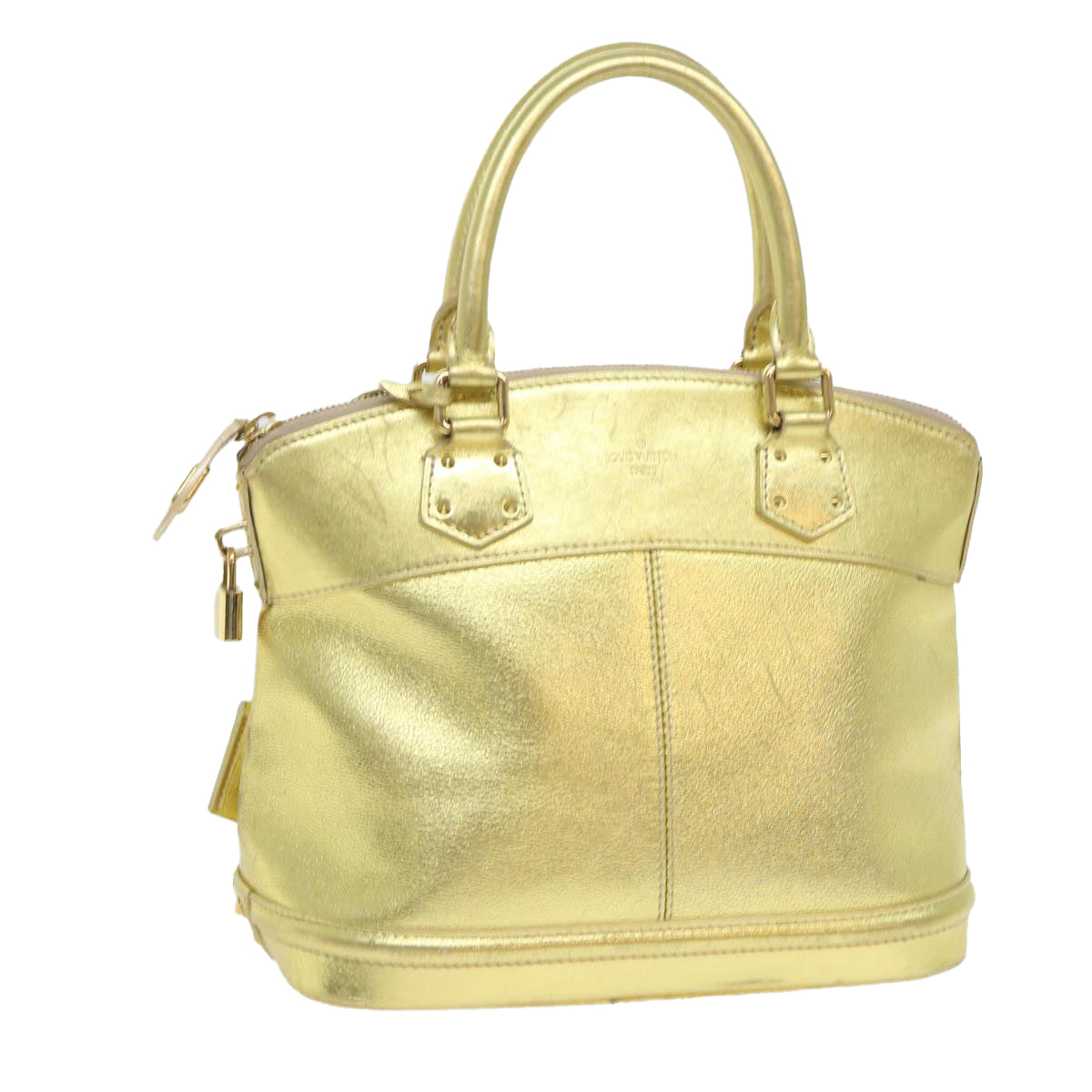 Louis Vuitton Lockit, Gold, Leather, handbag